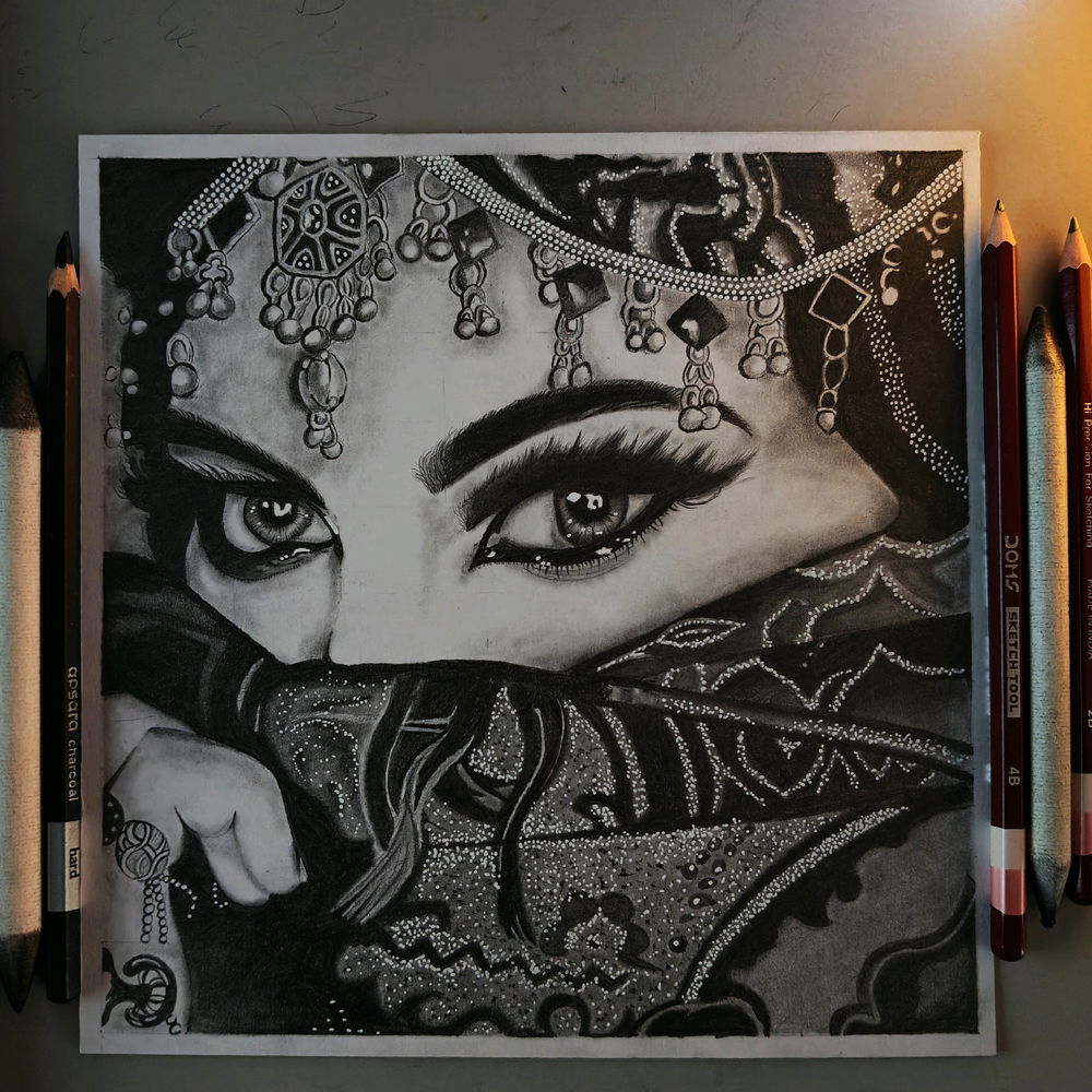 Her eyes — deep enough to drown empires, fierce enough to ignite wars.
I tried my best to show that beauty in my artwork. But i failed....