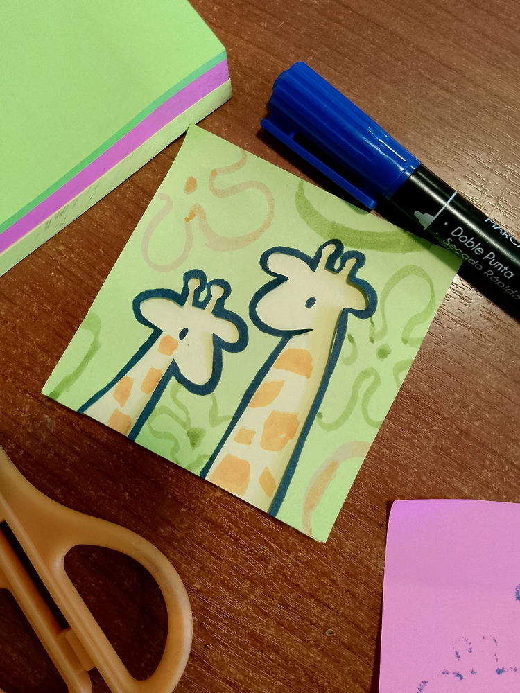 Unas jirafas en un post it