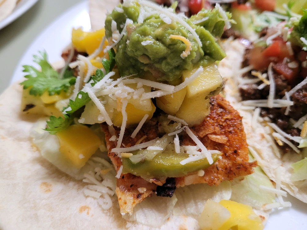 Beef and salmon tacos