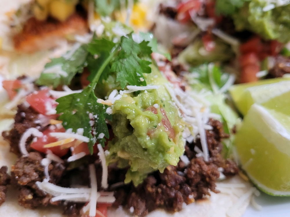 Beef and salmon tacos