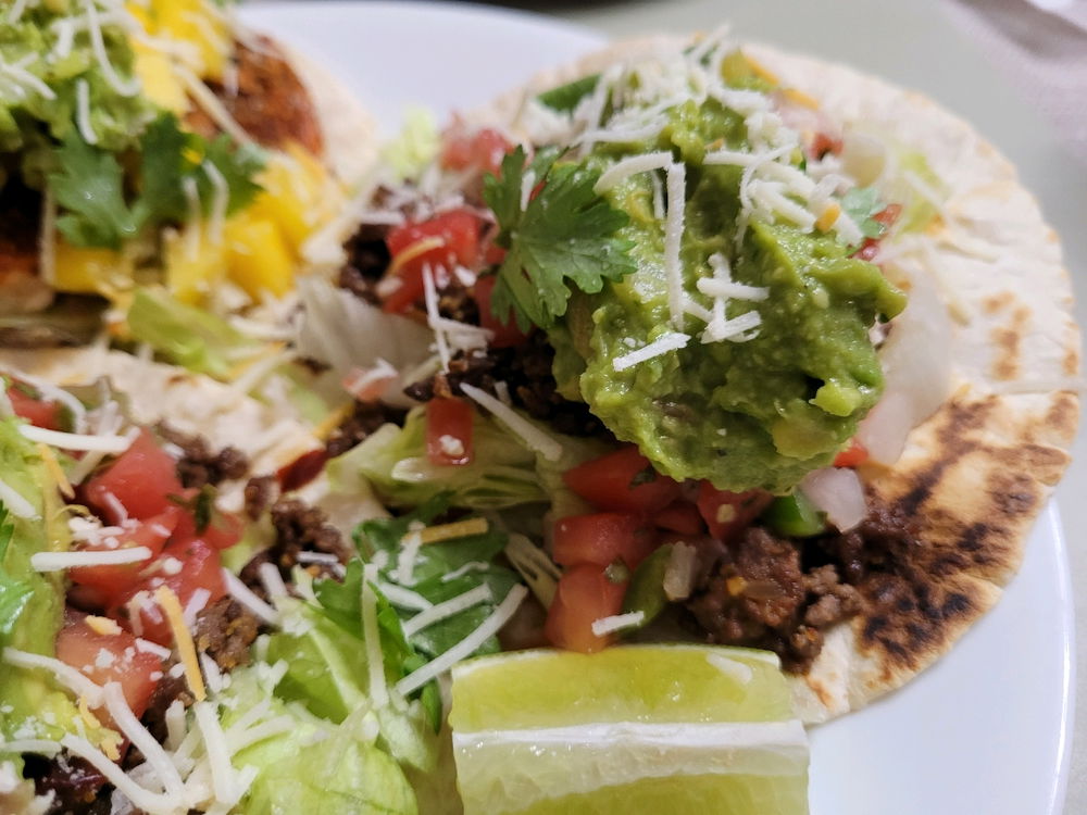 Beef and salmon tacos