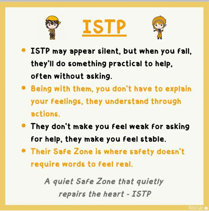The kind of "Safe Zone" each MBTI is.

🎶I can be your hero bay-beh, i can kiss away the pain, i will stand by you forever🎶😉😂- INFJ 🖤⭐️