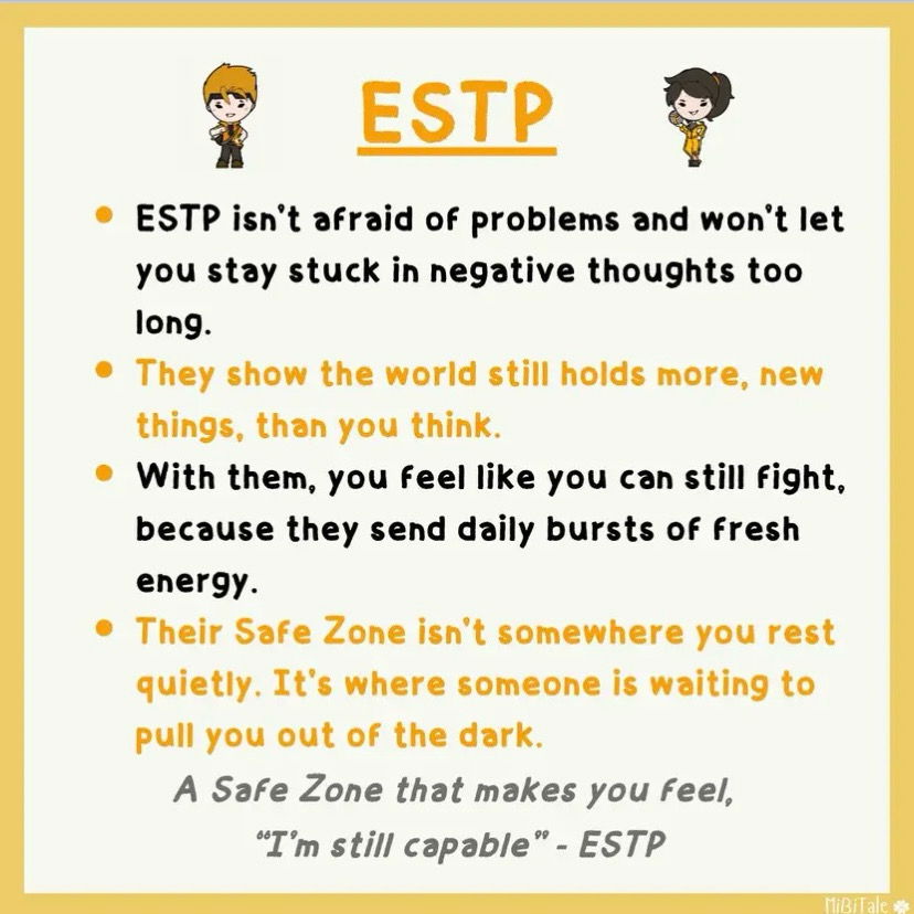 The kind of "Safe Zone" each MBTI is.

🎶I can be your hero bay-beh, i can kiss away the pain, i will stand by you forever🎶😉😂- INFJ 🖤⭐️
