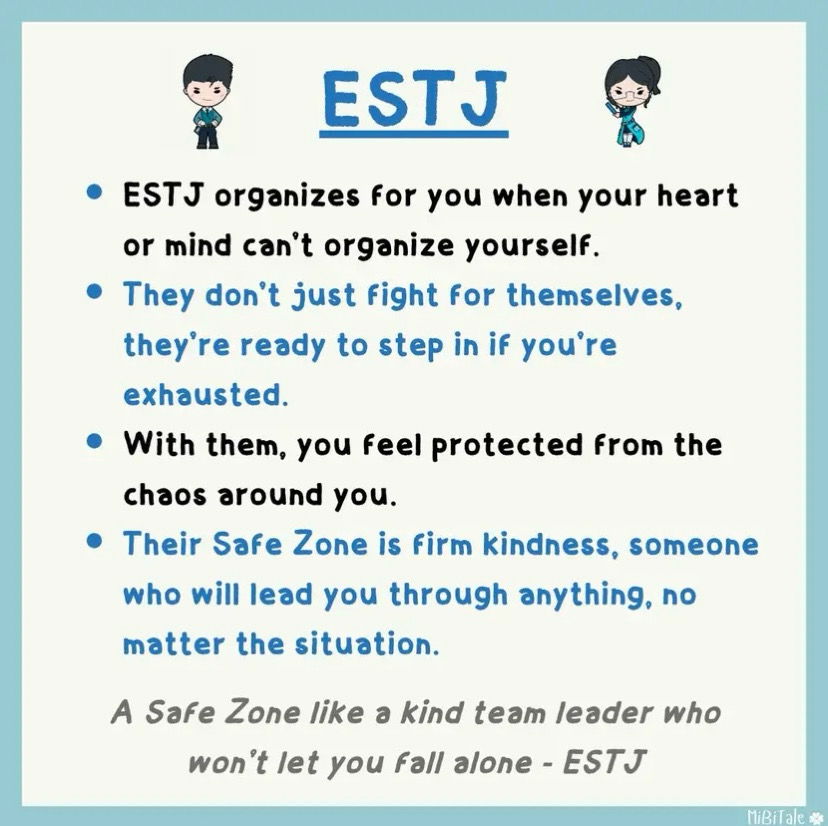 The kind of "Safe Zone" each MBTI is.

🎶I can be your hero bay-beh, i can kiss away the pain, i will stand by you forever🎶😉😂- INFJ 🖤⭐️