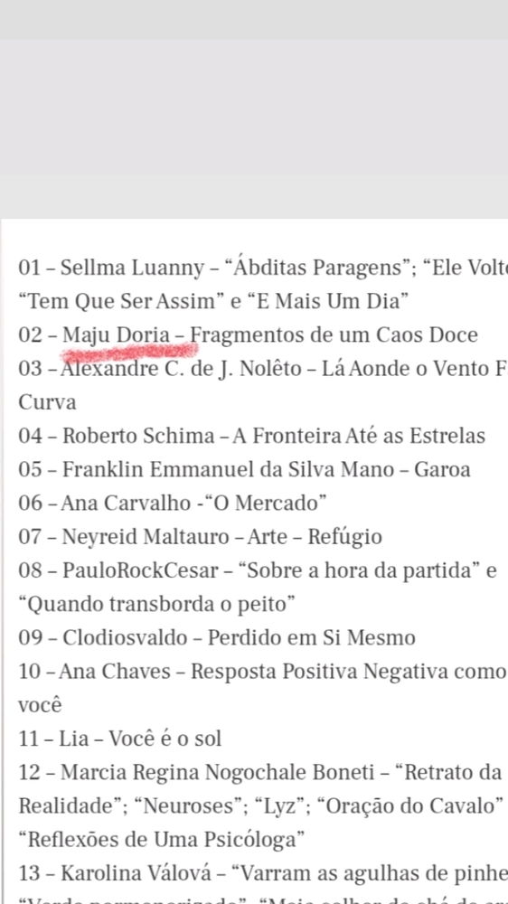 Muito feliz, pois mais uma vez tive uma das minhas poesias selecionadas em uma antologia. 

 (Fragmentos de um caos doce) 💜