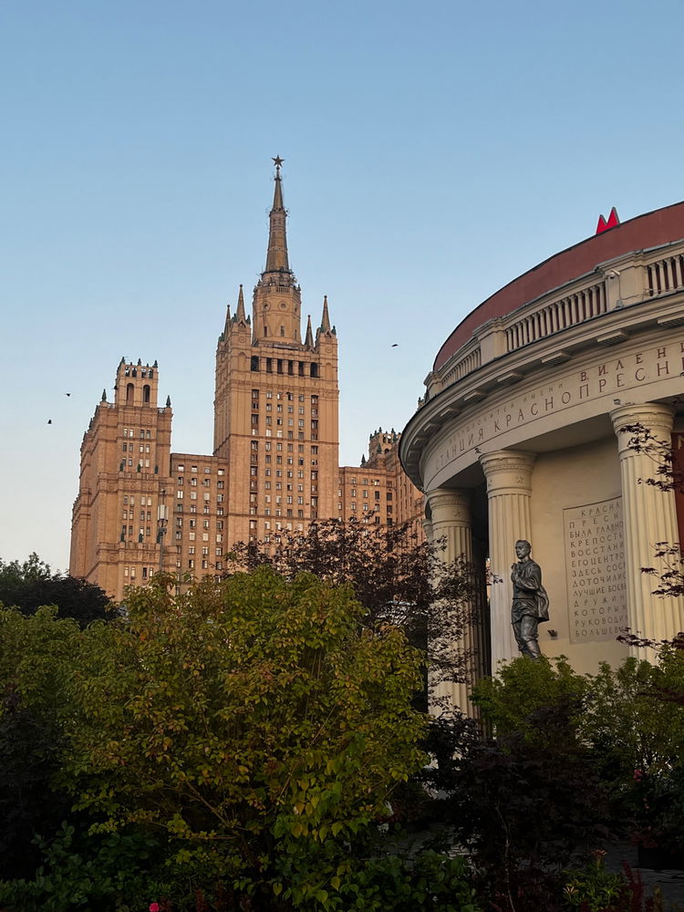 One of the Stalinist skyscrapers near the Krasnopresnenskaya metro station, Moscow.