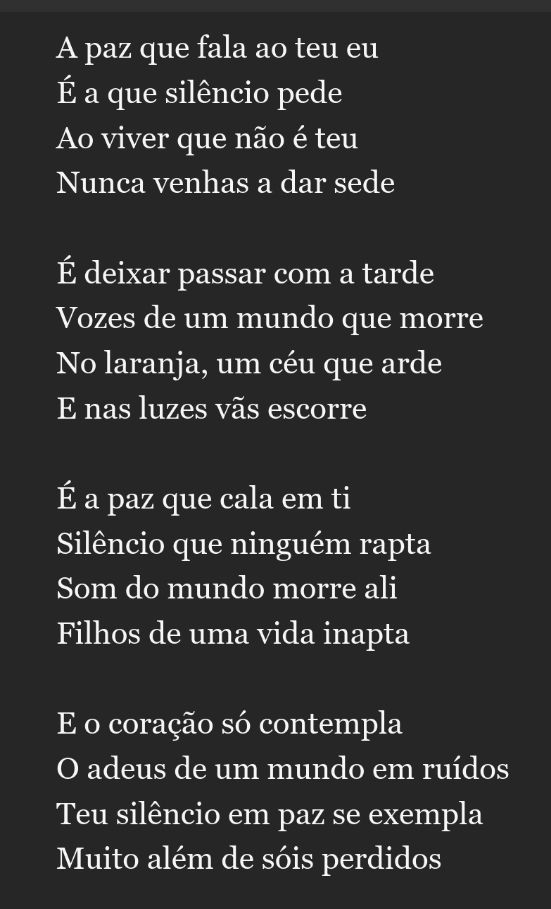 Tem uma paz escondida...
