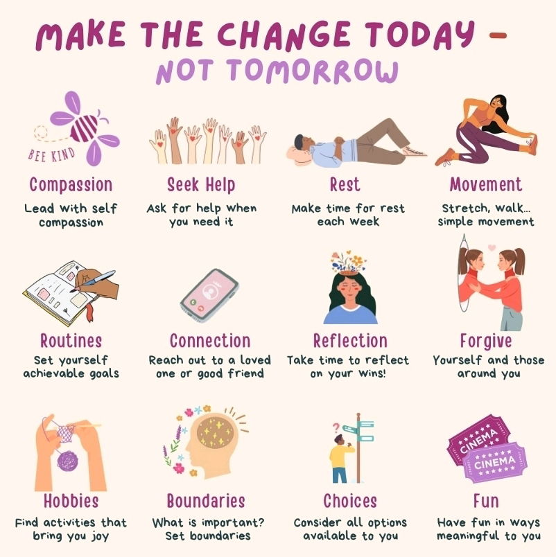 Starts now... Small steps today... 
Big shift tomorrow! 👋💖✨️🫶🌿🌻

A gentle reminder and encouraging 
you that simple things matters...
Kindness and self-care goes a long 
way... 🙌✨️🥰😉☘️🌼🌈