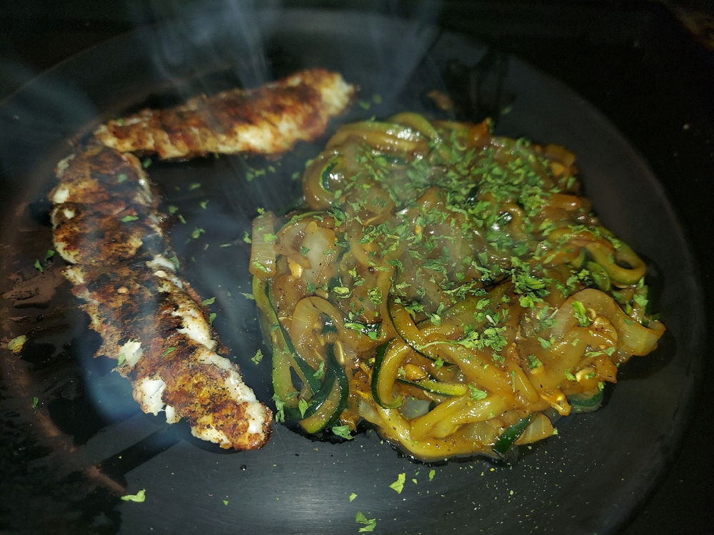 Zucchini noodles n fish.